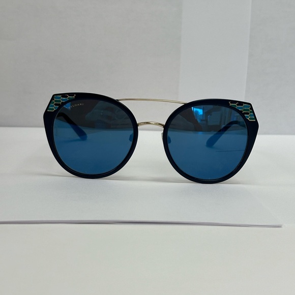 Bvlgari sunglasses, dark blue color. Worn few times. Looks brand new. - Picture 2 of 6